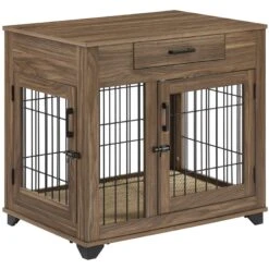 Unipaws Wooden Wire Double Door Furniture End Table Dog Crate -PetSafe Kong Shop 661086 PT2. AC SS1800 V1666297277