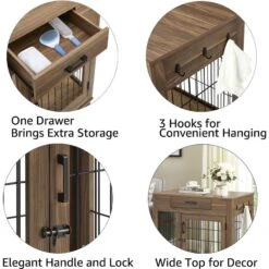 Unipaws Wooden Wire Double Door Furniture End Table Dog Crate -PetSafe Kong Shop 661086 PT4. AC SS1800 V1666298426