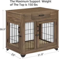 Unipaws Wooden Wire Double Door Furniture End Table Dog Crate -PetSafe Kong Shop 661086 PT5. AC SS1800 V1666296408