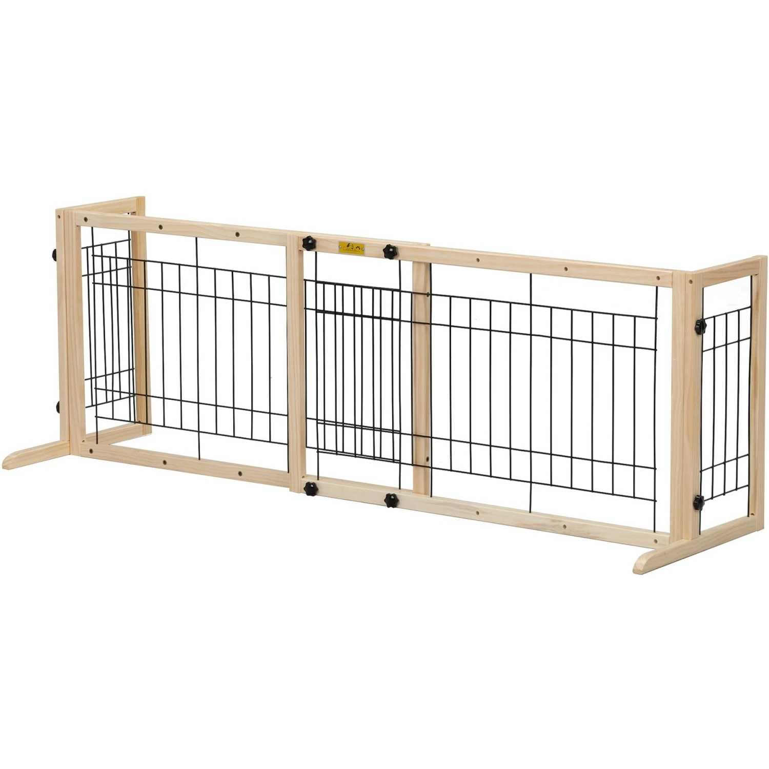 Coziwow 21-in Adjustable Extra Wide Freestanding Dog Gate, Natural Wood 3 Coziwow 21-in Adjustable Extra Wide Freestanding Dog Gate, Natural Wood - Image 3