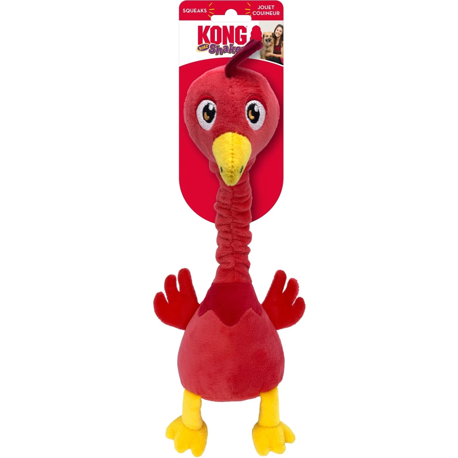 KONG Shakers Bobz Rooster Dog Toy, Coral, Medium 3 KONG Shakers Bobz Rooster Dog Toy, Coral, Medium - Image 3