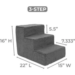 Precious Tails High Density Foam Sherpa Top 3 Steps Dog & Cat Stair -PetSafe Kong Shop 675062 PT5. AC SS1800 V1665780323