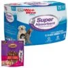 Four Paws Wee-Wee Super Absorbent Dog Pads & Cadet Gourmet Beef Hide & Duck Twist Sticks Dog Treats, 5-in