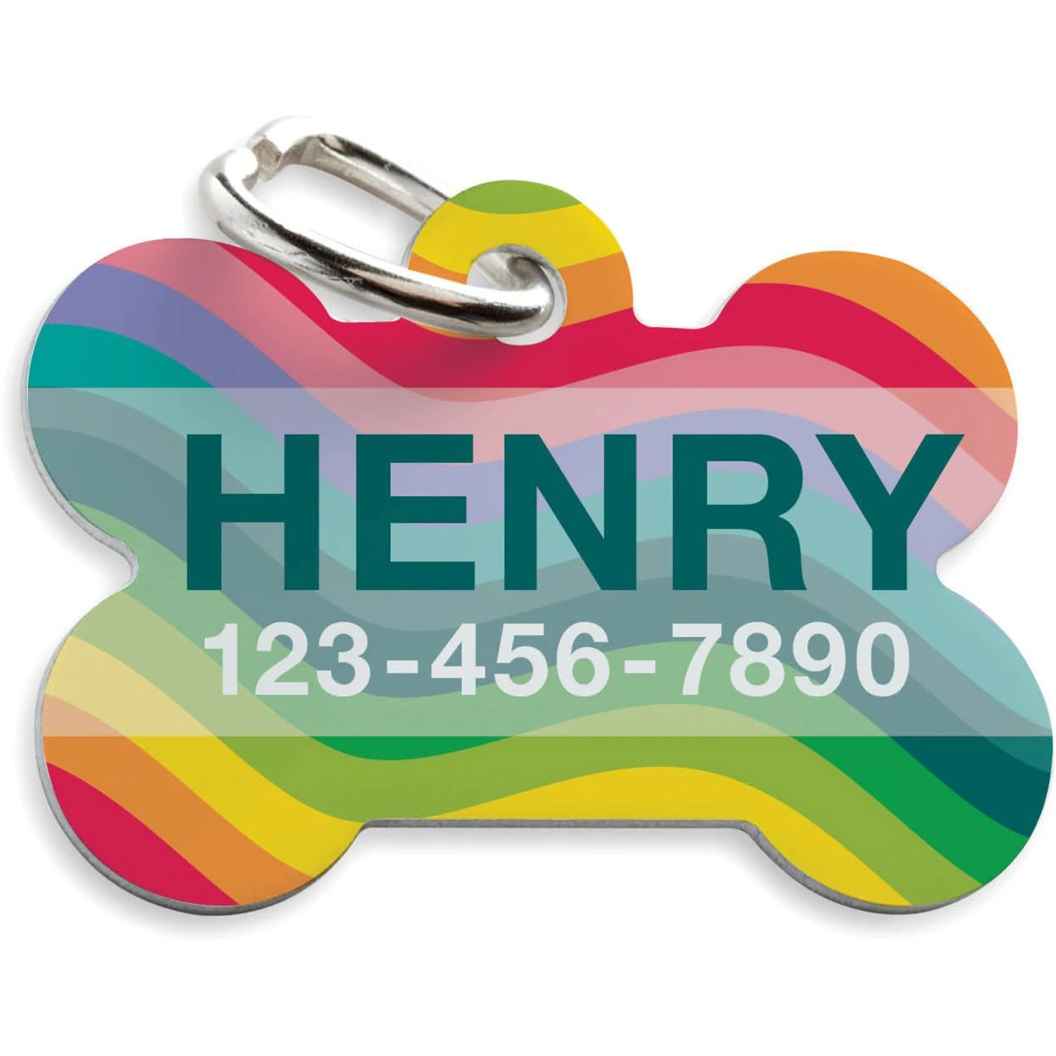 Custom Personalization Solutions Rainbow Wave Personalized Pet Tag 1 Custom Personalization Solutions Rainbow Wave Personalized Pet Tag