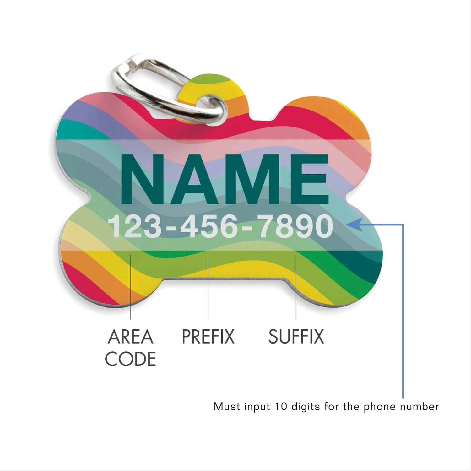 Custom Personalization Solutions Rainbow Wave Personalized Pet Tag 3 Custom Personalization Solutions Rainbow Wave Personalized Pet Tag - Image 3