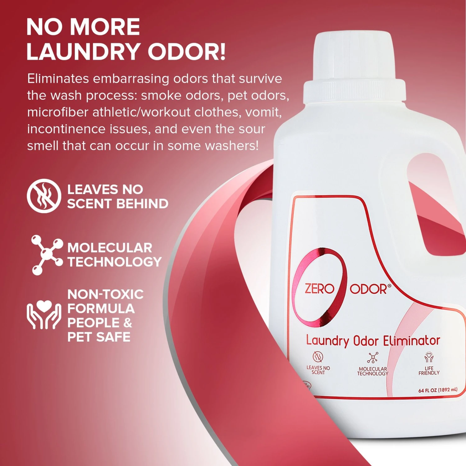 Zero Odor Laundry Odor Eliminator, 64-oz Bottle 3 Zero Odor Laundry Odor Eliminator, 64-oz Bottle - Image 3