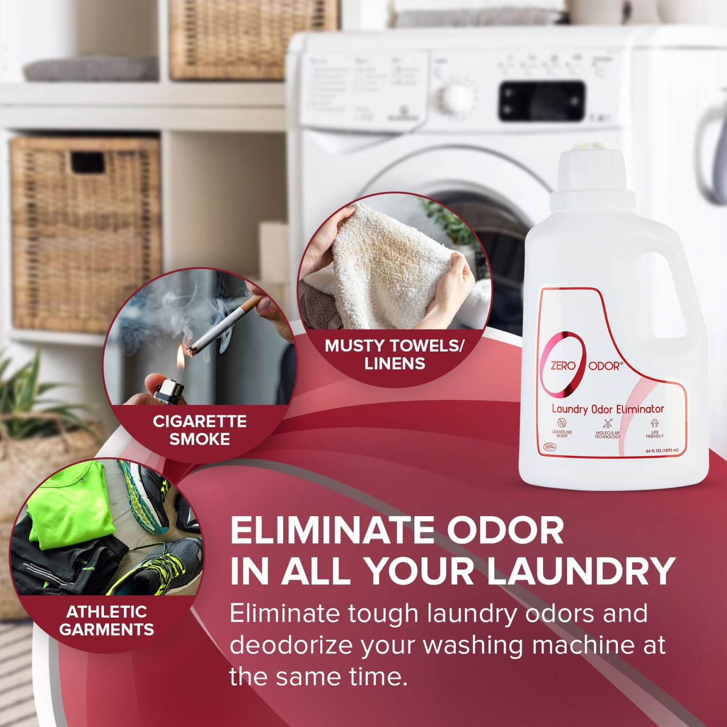 Zero Odor Laundry Odor Eliminator, 64-oz Bottle 4 Zero Odor Laundry Odor Eliminator, 64-oz Bottle - Image 4