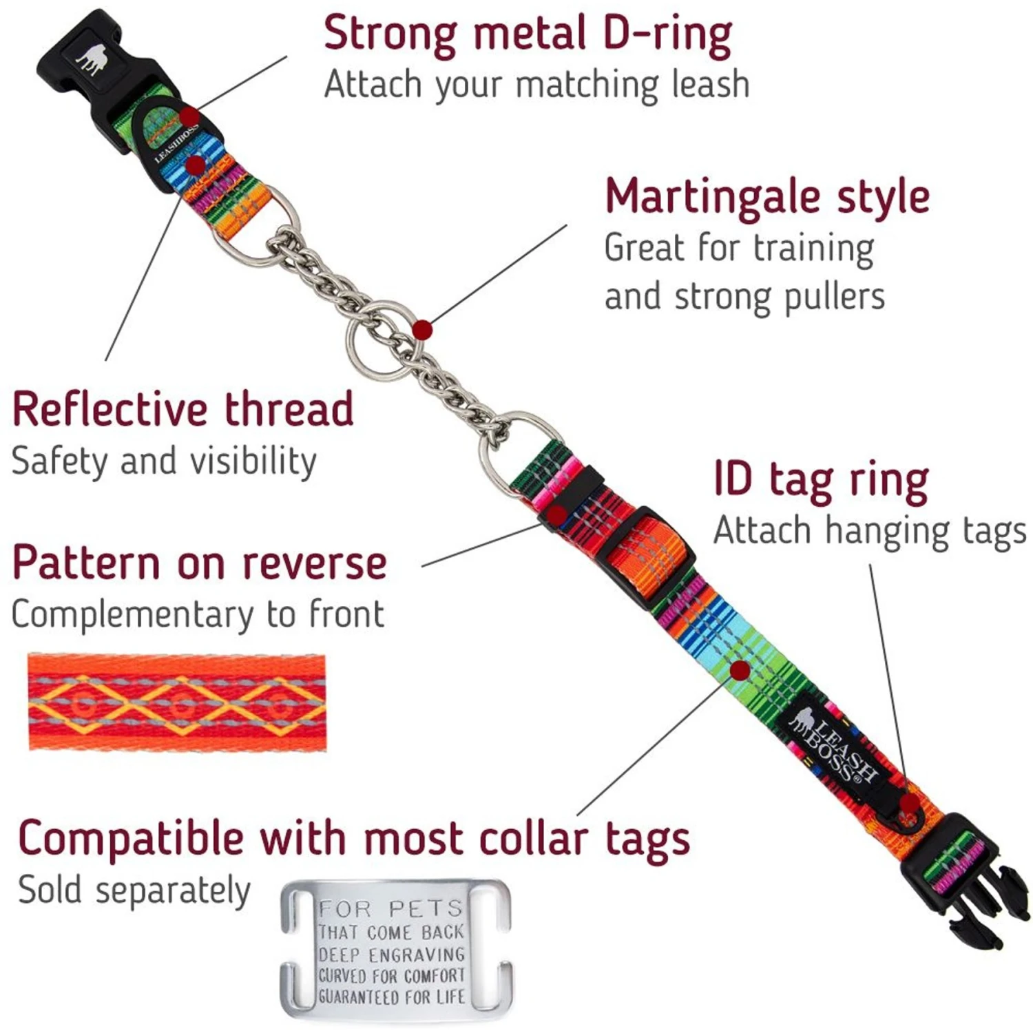 Leashboss Chain Martingale Dog Collar 2 Leashboss Chain Martingale Dog Collar - Image 2