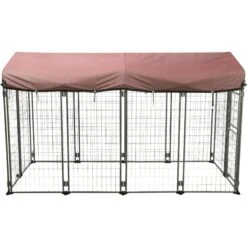 TRIXIE Deluxe Outdoor Dog Kennel With Cover, XX-Large, Black/Burgundy