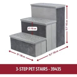 TRIXIE Velour Foldable Cat & Dog Stairs With Storage, Gray -PetSafe Kong Shop 701518 PT3. AC SS1800 V1668546619