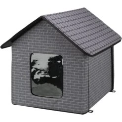 TRIXIE Insulated Outdoor Cat & Dog House, Gray