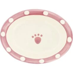 PetRageous Designs Polka Paws Oval Ceramic Dog & Cat Bowl, Pink, 1-cup -PetSafe Kong Shop 70323 PT7. AC SS1800 V1542236295