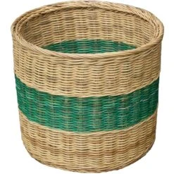 D-Art Collection Wicker Stripe Storage Dog & Cat Toy Bin, Natural, Medium