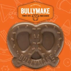 BULLYMAKE Nylon Pretzel Hard Chew Dog Toy, Brown