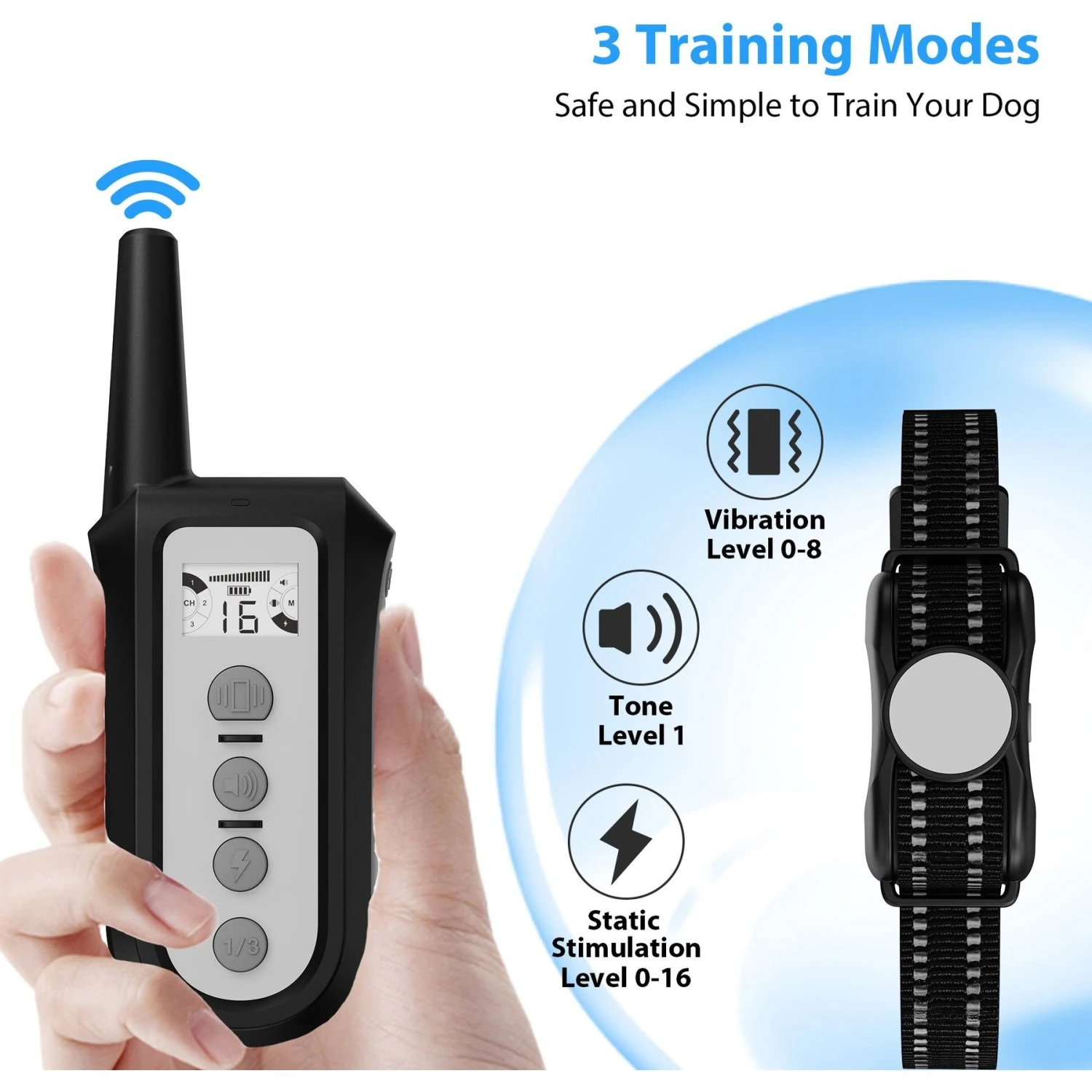 Petdiary Rechargeable Advanced Remote Training Dog Collar, Black/Silver, Medium 2 Petdiary Rechargeable Advanced Remote Training Dog Collar, Black/Silver, Medium - Image 2