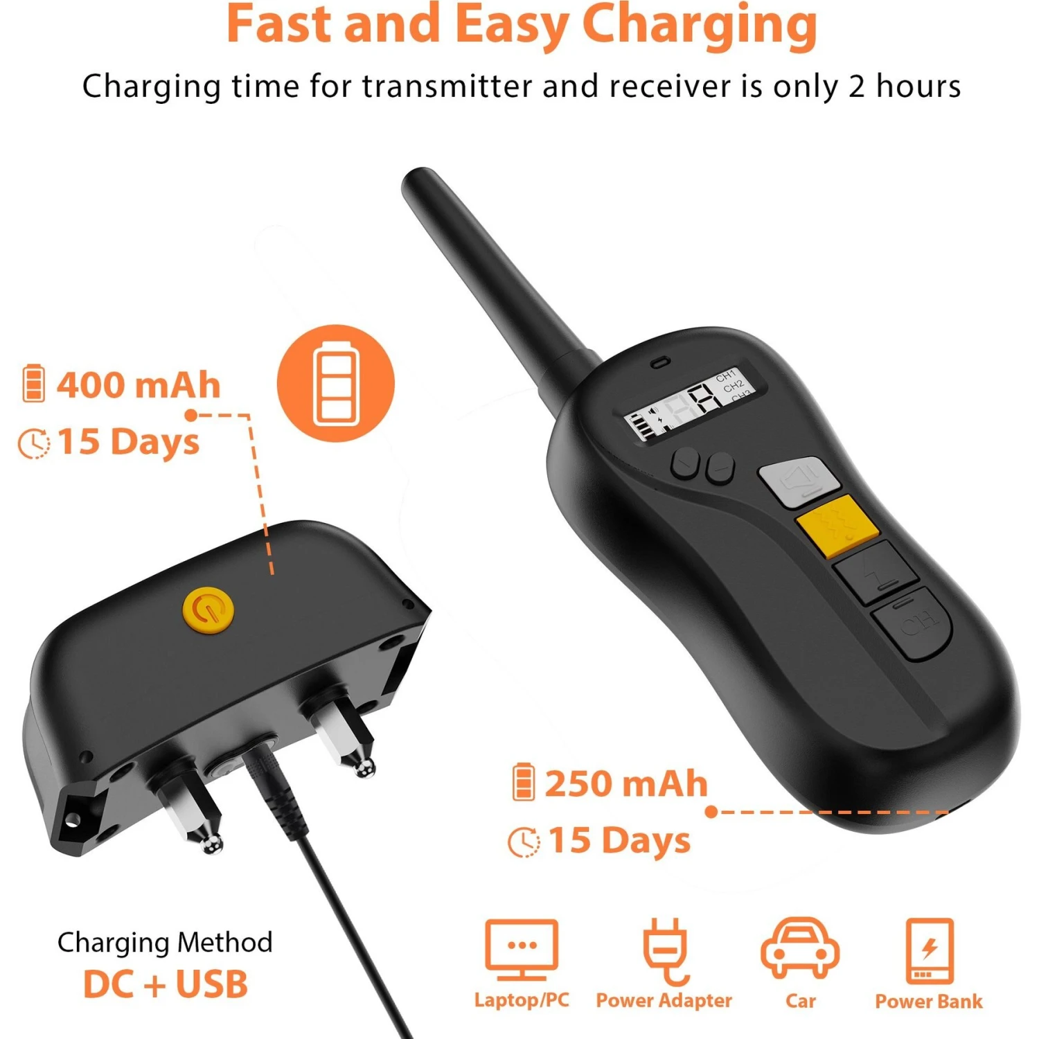 Petdiary Rechargeable Advanced Remote Dog Trainer Accessory, Black, Large 5 Petdiary Rechargeable Advanced Remote Dog Trainer Accessory, Black, Large - Image 5