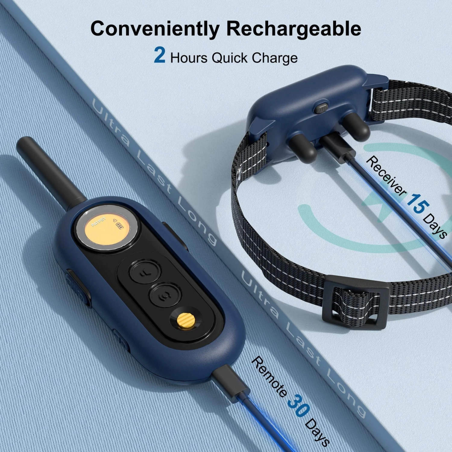 PATPET 1000-ft Remote Shock Collar Anti Bark Adult Dog Training Collar, Blue, Small 6 PATPET 1000-ft Remote Shock Collar Anti Bark Adult Dog Training Collar, Blue, Small - Image 6