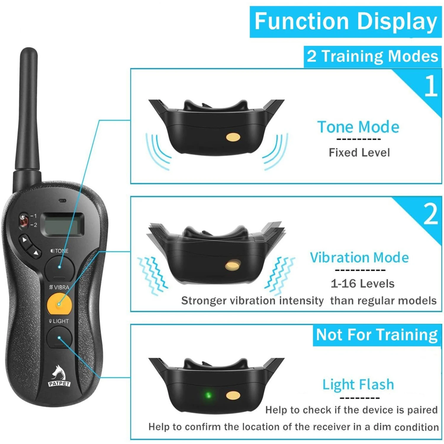PATPET P630 1800-foot Vibration & Sound Remote Dog Training Collar 2 PATPET P630 1800-foot Vibration & Sound Remote Dog Training Collar - Image 2