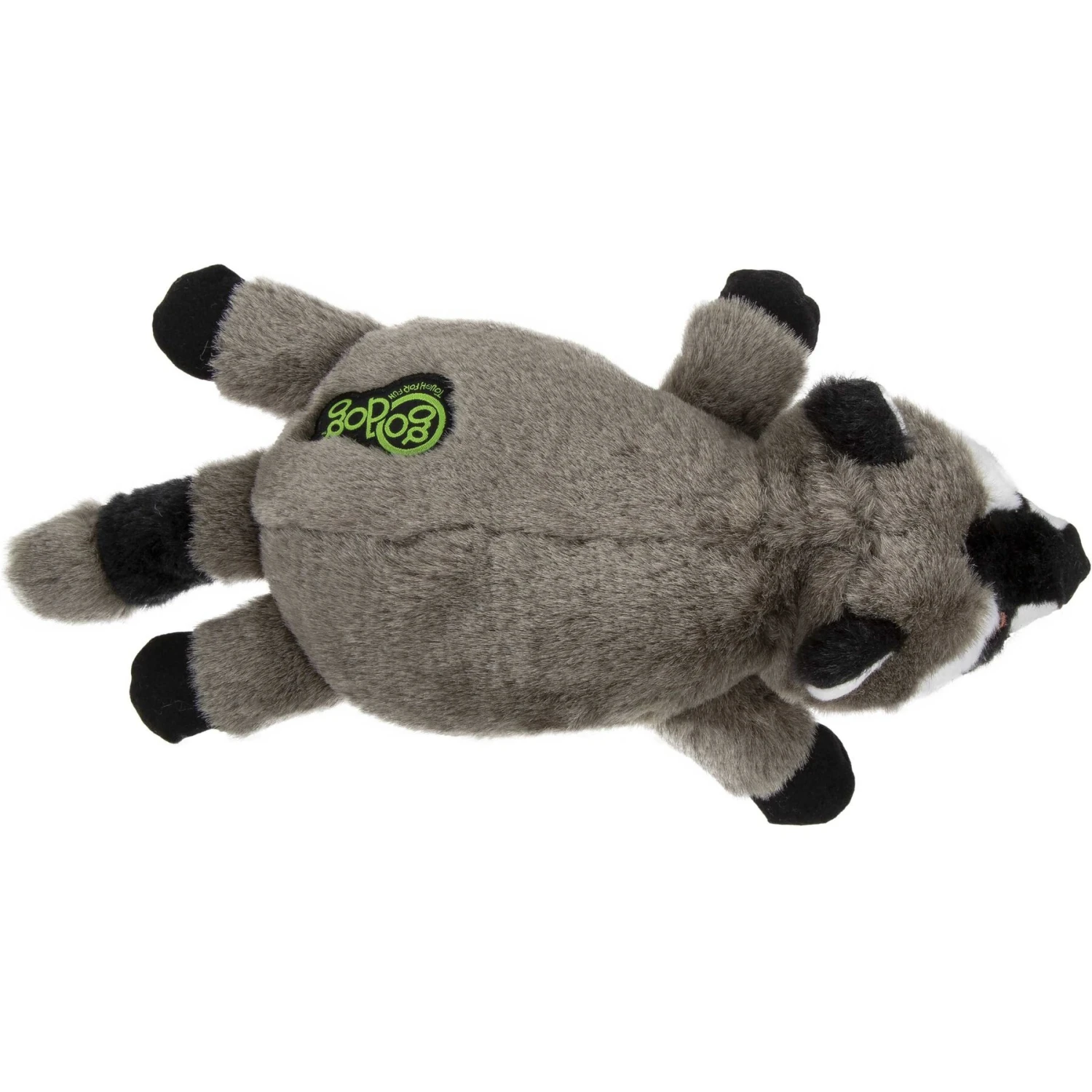 GoDog Flatz Raccoon Squeaky Plush Dog Toy, Brown, Large 2 GoDog Flatz Raccoon Squeaky Plush Dog Toy, Brown, Large - Image 2