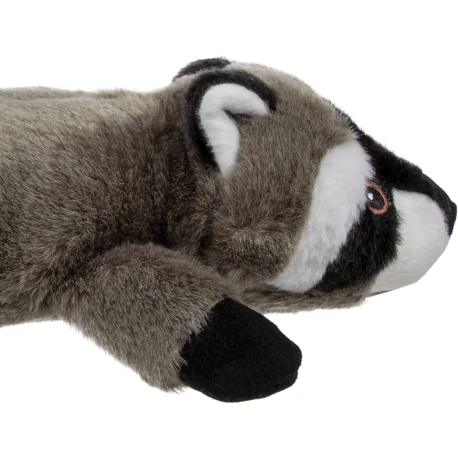 GoDog Flatz Raccoon Squeaky Plush Dog Toy, Brown, Large 3 GoDog Flatz Raccoon Squeaky Plush Dog Toy, Brown, Large - Image 3
