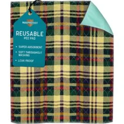 Chew + Heal Max Protect Tartan Plaid Patterned Reusable Dog Pee Pads, 18-in