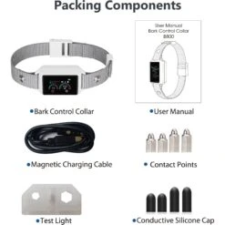 Petdiary Smart Touch Screen Rechargeable Dog Bark Collar, White -PetSafe Kong Shop 727230 PT8. AC SS1800 V1675867254