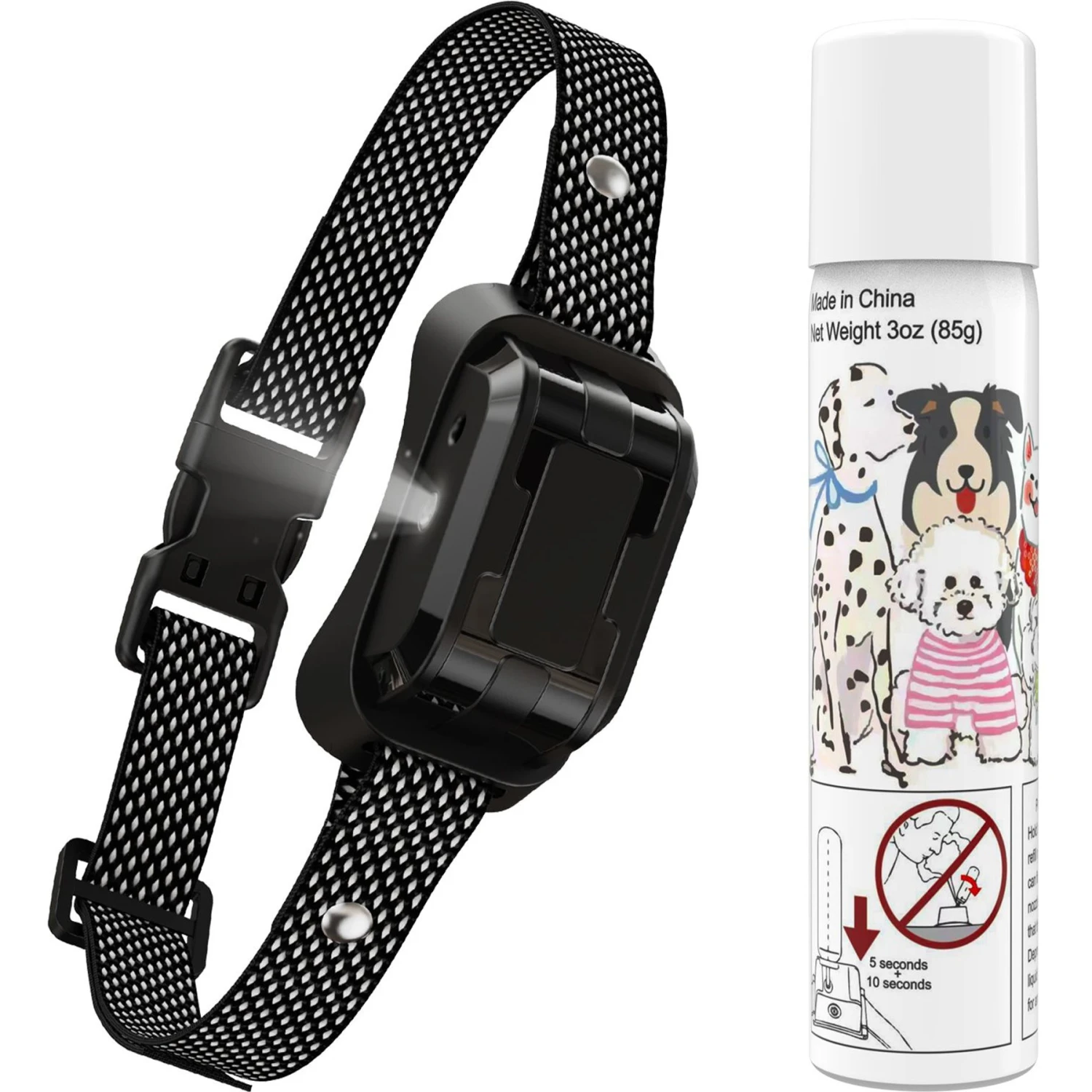 Petdiary Deterrent Dog Spray Collar With Spray Refill, Black 1 Petdiary Deterrent Dog Spray Collar With Spray Refill, Black
