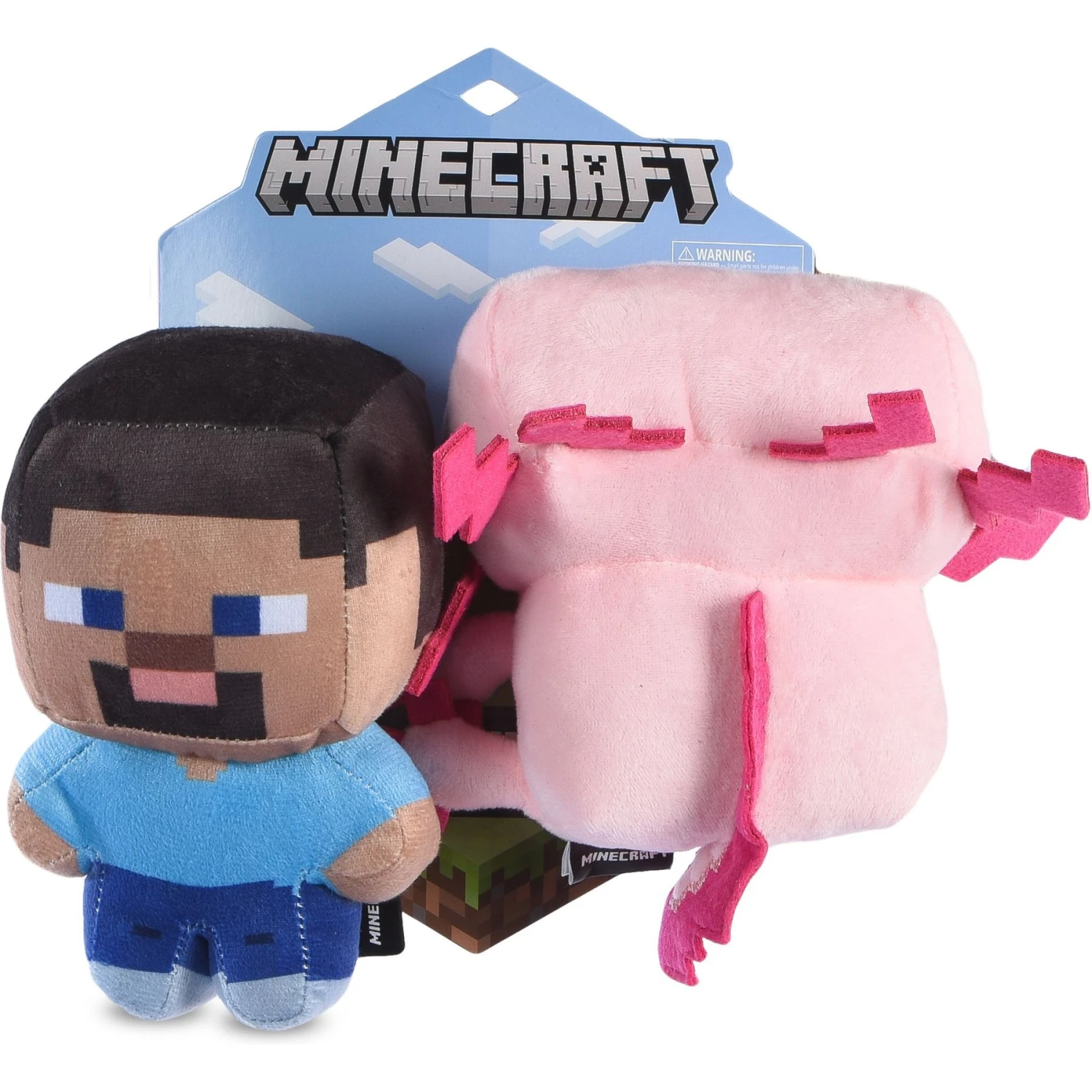 Fetch For Pets Minecraft Steve & Leucistic Axolotl Figure Plush Squeaky Dog Toy, Small, 2 Count 1 Fetch For Pets Minecraft Steve & Leucistic Axolotl Figure Plush Squeaky Dog Toy, Small, 2 Count