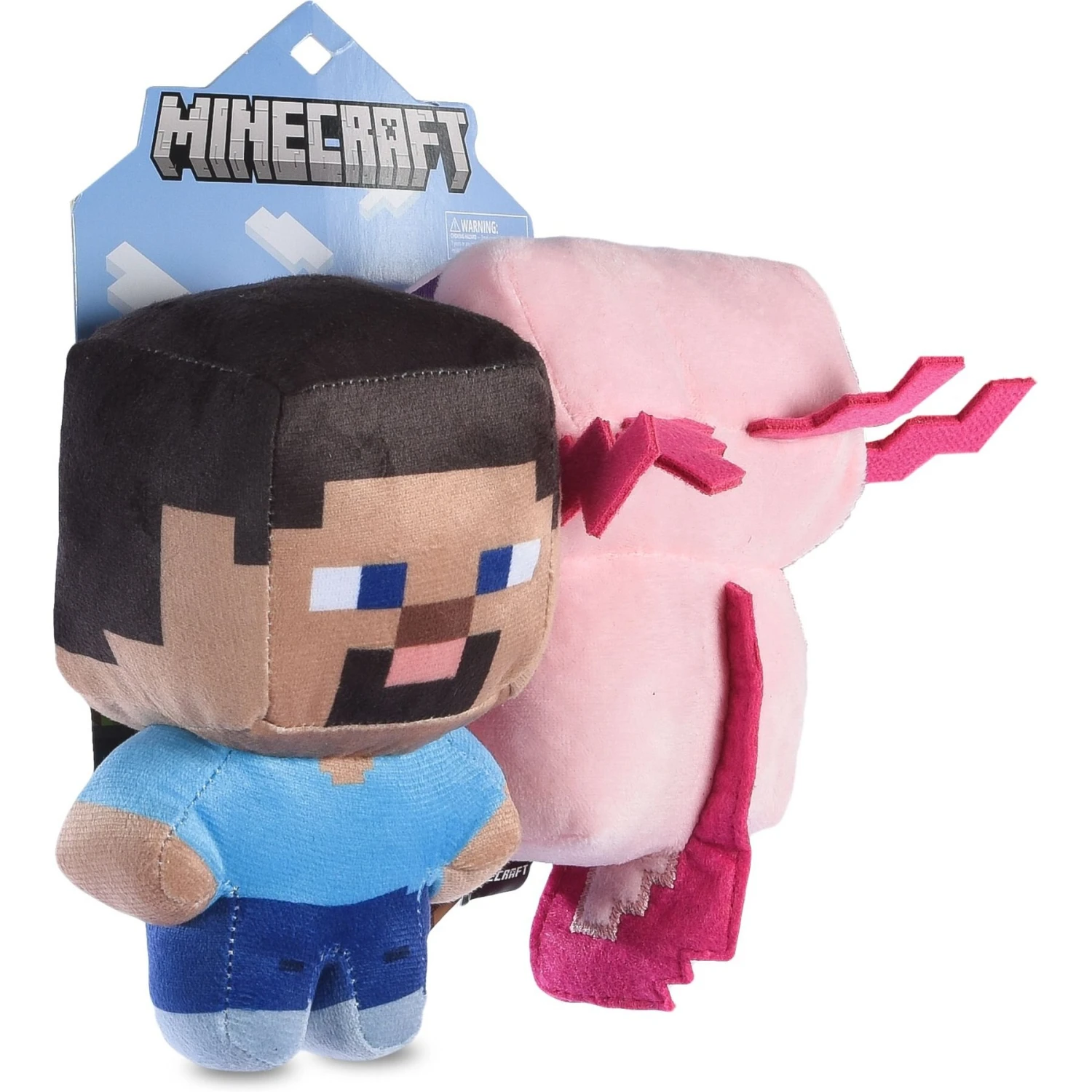 Fetch For Pets Minecraft Steve & Leucistic Axolotl Figure Plush Squeaky Dog Toy, Small, 2 Count 2 Fetch For Pets Minecraft Steve & Leucistic Axolotl Figure Plush Squeaky Dog Toy, Small, 2 Count - Image 2