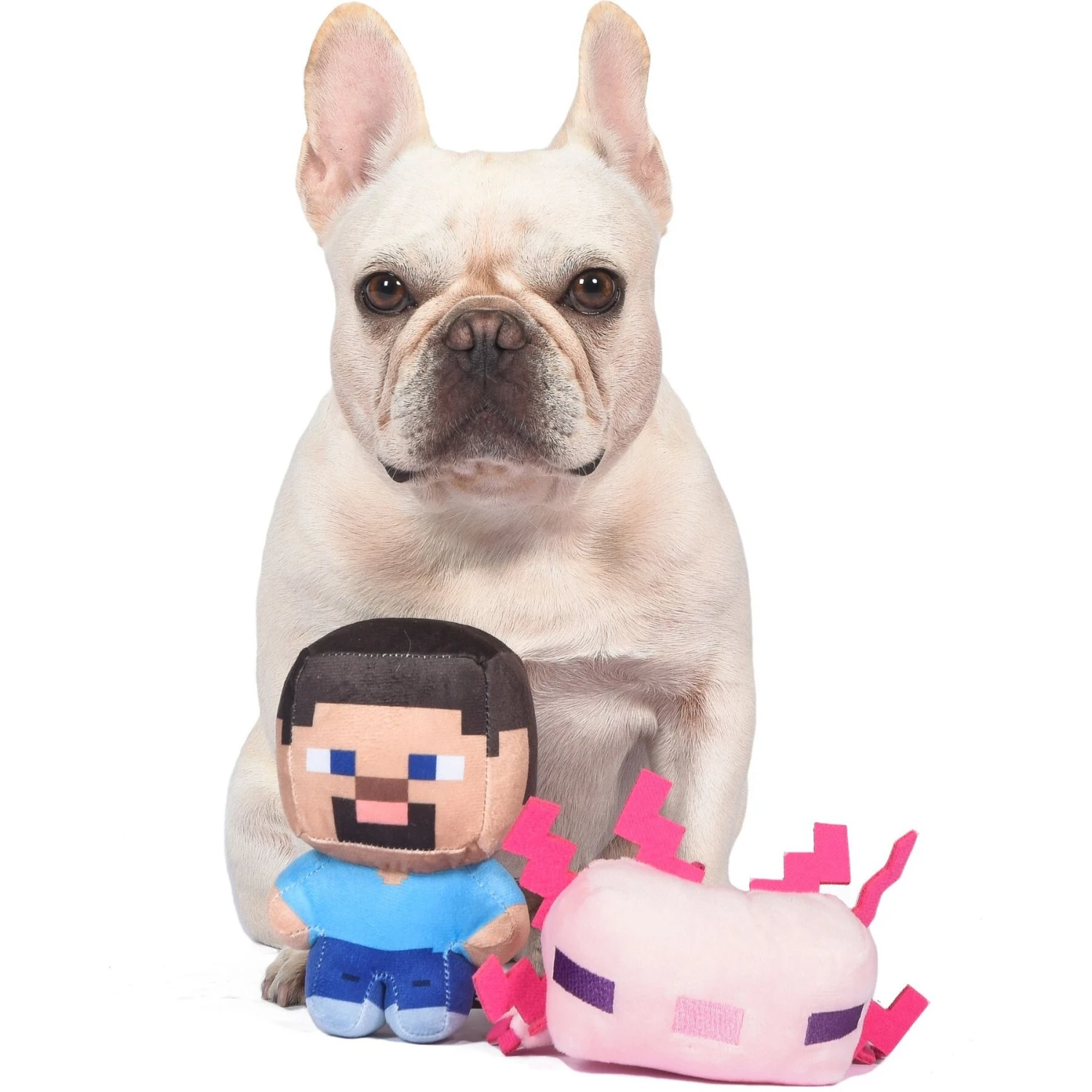 Fetch For Pets Minecraft Steve & Leucistic Axolotl Figure Plush Squeaky Dog Toy, Small, 2 Count 4 Fetch For Pets Minecraft Steve & Leucistic Axolotl Figure Plush Squeaky Dog Toy, Small, 2 Count - Image 4