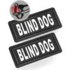 Industrial Puppy "Blind Dog" Velcro Patches For Dog Harness, Black/White, 2 Count