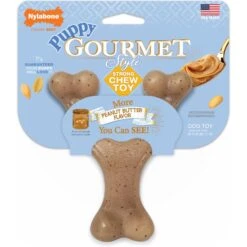 Nylabone Puppy Gourmet Style Strong Chew Wishbone Peanut Butter Dog Toy, Brown, Small/Regular