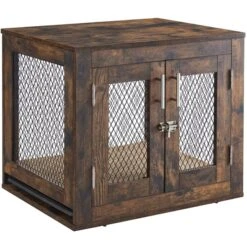 Unipaws Furniture Style Dog Crate With Tray, Rustic Brown, Small -PetSafe Kong Shop 739374 PT2. AC SS1800 V1671223319