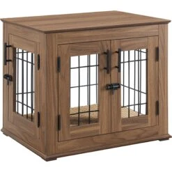 Unipaws Wooden Wire Dog Crate Furniture End Table, Walnut -PetSafe Kong Shop 739406 PT2. AC SS1800 V1671223318