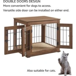 Unipaws Wooden Wire Dog Crate Furniture End Table, Walnut -PetSafe Kong Shop 739406 PT4. AC SS1800 V1671222469