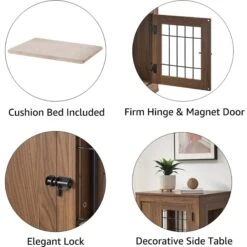 Unipaws Wooden Wire Double Door Furniture End Table Dog Crate,Walnut, Small 11 Unipaws Wooden Wire Double Door Furniture End Table Dog Crate,Walnut, Small -PetSafe Kong Shop 739454 PT4. AC SS1800 V1671223318