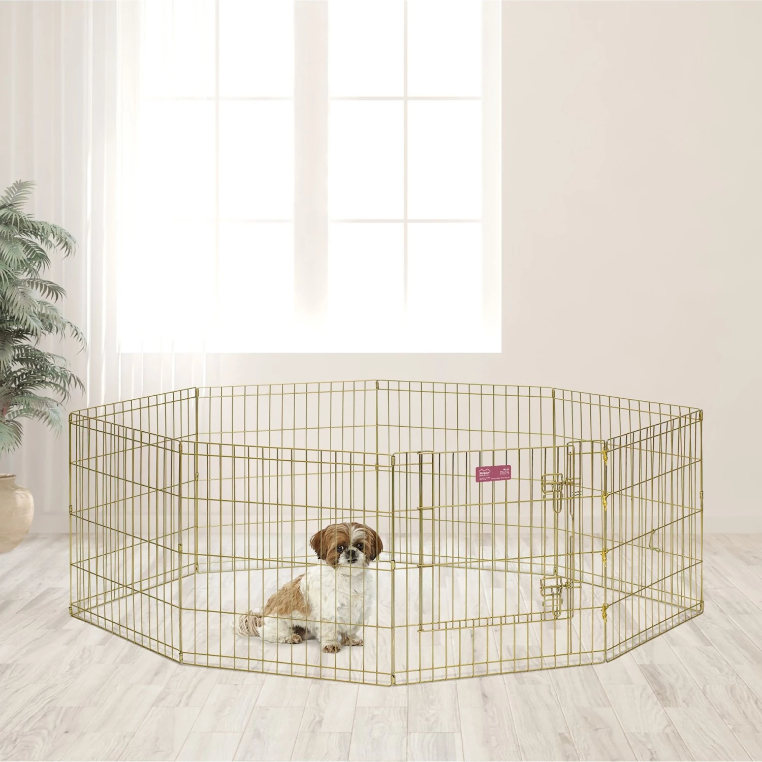 MidWest Wire Dog Exercise Pen With Step-Thru Door, Gold Zinc 1 MidWest Wire Dog Exercise Pen With Step-Thru Door, Gold Zinc