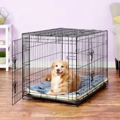 MidWest Quiet Time Fleece Reversible Dog Crate Mat, Blue Paw Print -PetSafe Kong Shop 74365 PT2. AC SS1800 V1542225480