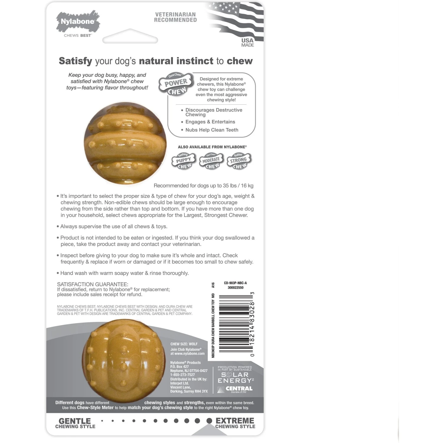 Nylabone Power Chew Barbell Peanut Butter Flavored Dog Chew Toy 7 Nylabone Power Chew Barbell Peanut Butter Flavored Dog Chew Toy - Image 7