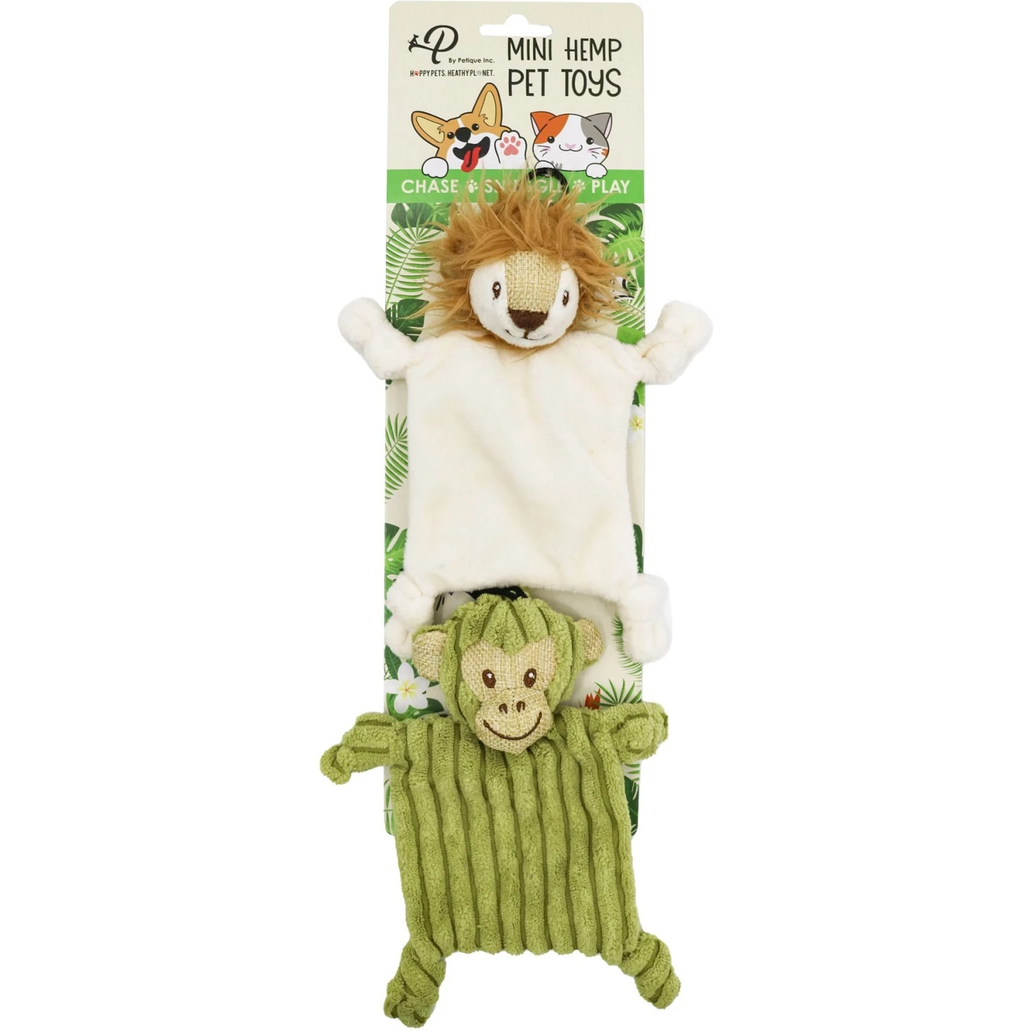 Petique Mini Flying Hemp Monkey & Lion Plush Dog Toy, 2 Count 2 Petique Mini Flying Hemp Monkey & Lion Plush Dog Toy, 2 Count - Image 2