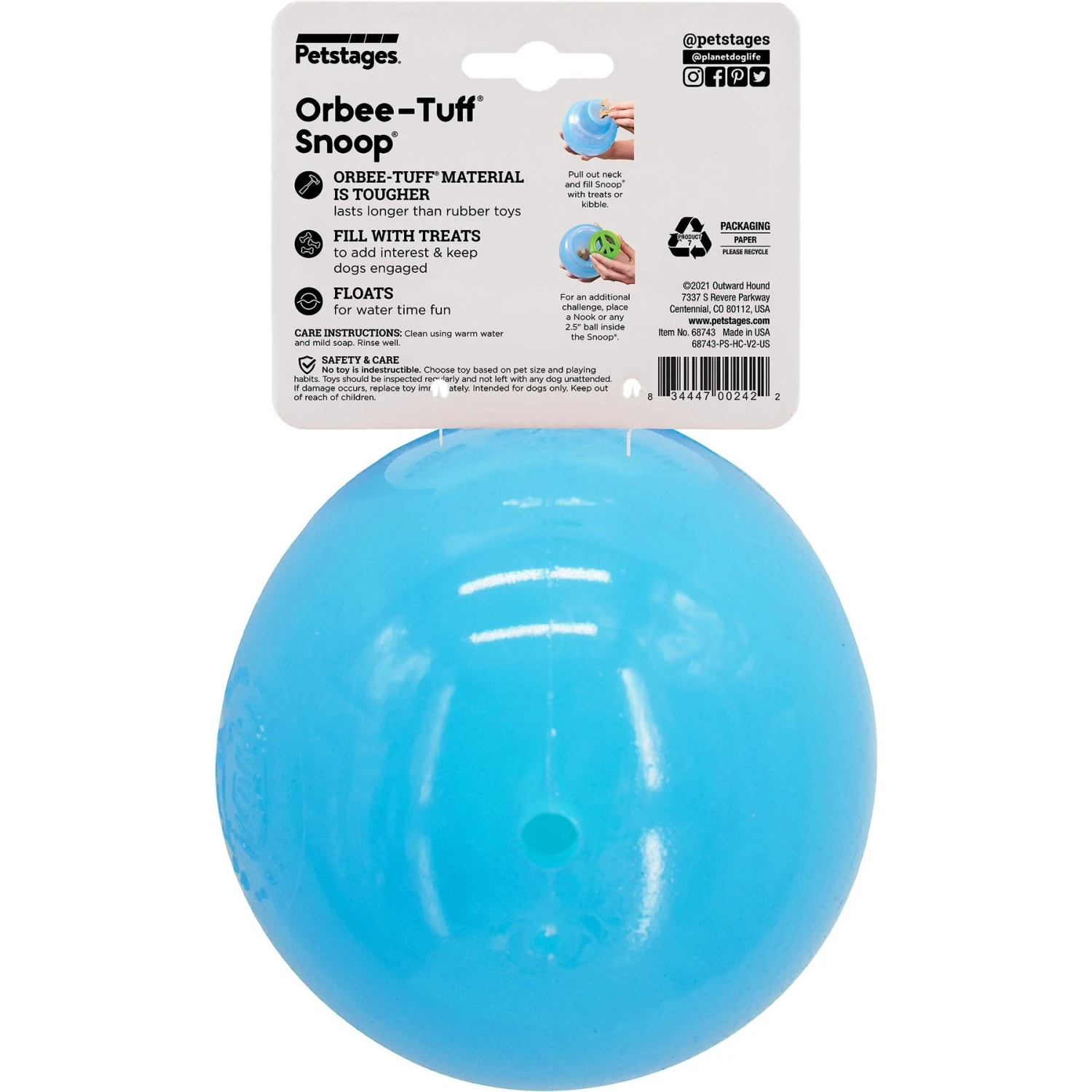 Planet Dog Orbee-Tuff Snoop Treat Dispensing Tough Dog Chew Toy 8 Planet Dog Orbee-Tuff Snoop Treat Dispensing Tough Dog Chew Toy - Image 8