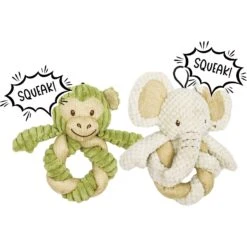 Petique Mini Hemp Twist Monkey & Elephant Plush Dog Toy, 2 Count -PetSafe Kong Shop 751710 PT2. AC SS1800 V1673461941