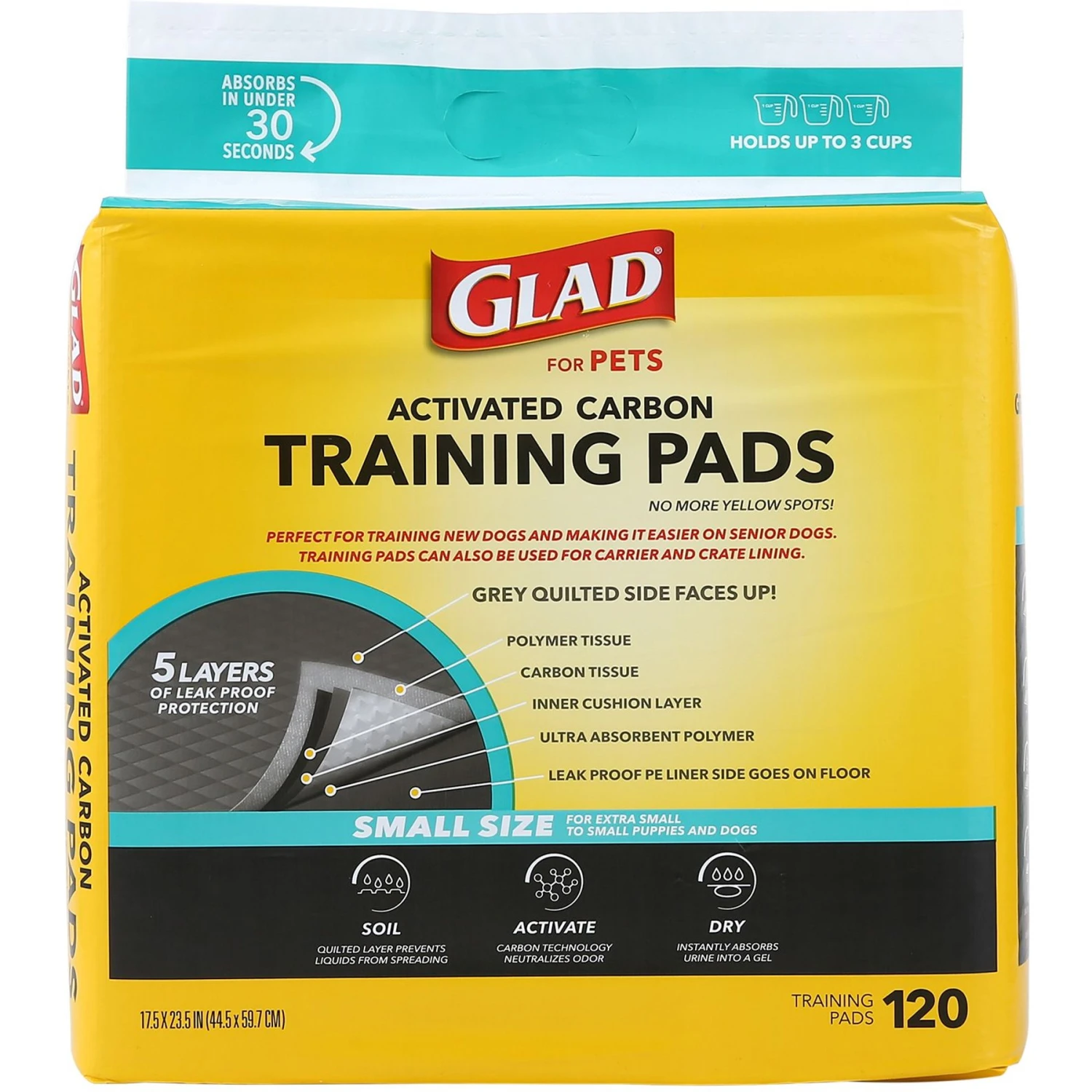 Glad For Pets Carbon Activated Training Dog Potty Pads, Small 2 Glad For Pets Carbon Activated Training Dog Potty Pads, Small - Image 2
