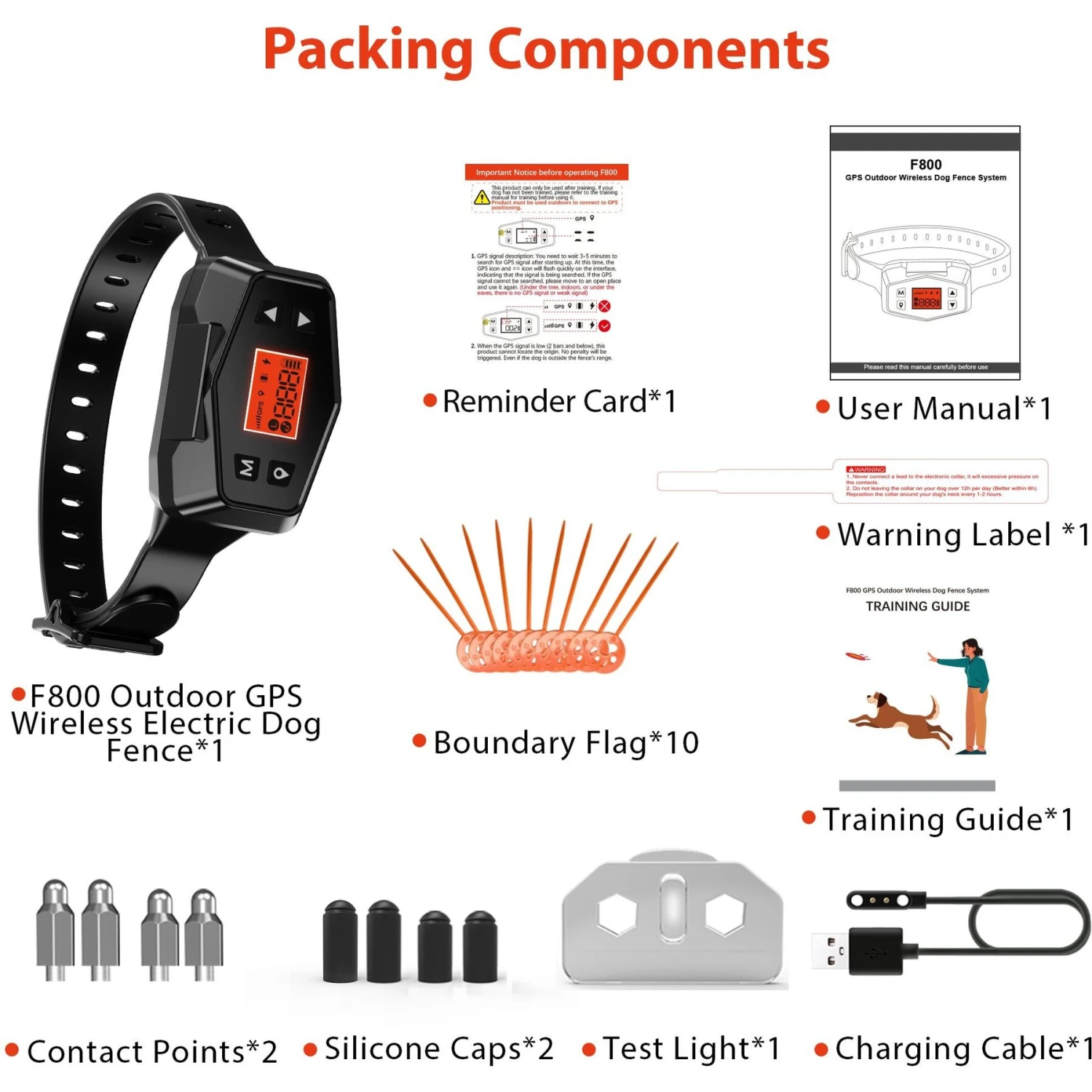 Petdiary F800 GPS Wireless Outdoor Electric Dog GPS & Activity Tracker, Black 9 Petdiary F800 GPS Wireless Outdoor Electric Dog GPS & Activity Tracker, Black - Image 9