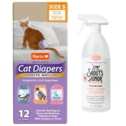 Skout's Honor Professional Strength Urine & Odor Destroyer & Hartz Disposable Cat Diaper