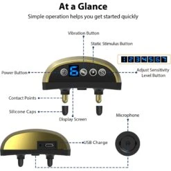 Petdiary 165-G Static Rechargeable Dog Bark Control Collar, Gold, Small -PetSafe Kong Shop 778838 PT3. AC SS1800 V1680644998