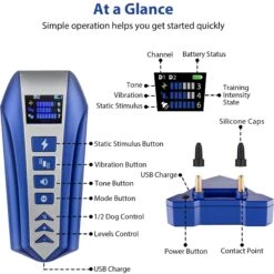 Petdiary T240 Static Remote Rechargeable Dog Training Collar, Blue, Small -PetSafe Kong Shop 778942 PT5. AC SS1800 V1680644635