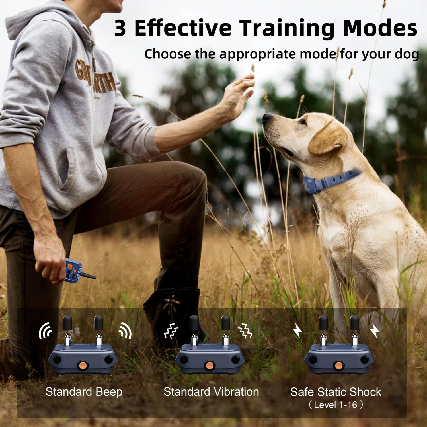 Bousnic Remote Waterproof Electronic Dog Training Collar, Blue 2 Bousnic Remote Waterproof Electronic Dog Training Collar, Blue - Image 2