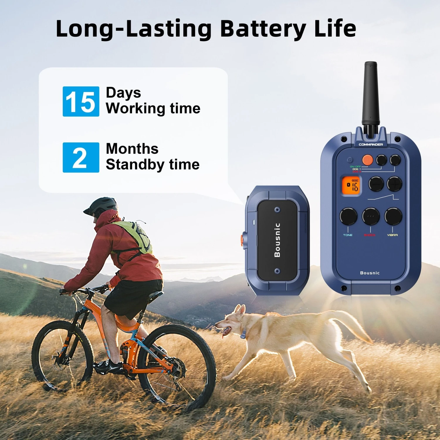 Bousnic Remote Waterproof Electronic Dog Training Collar, Blue 6 Bousnic Remote Waterproof Electronic Dog Training Collar, Blue - Image 6