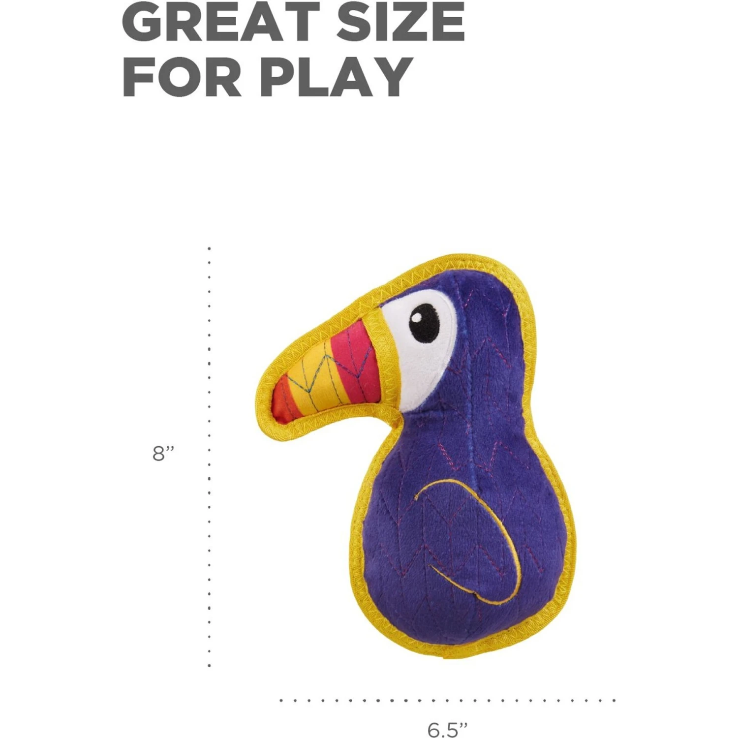 Outward Hound Xtreme Seamz Toucan Squeaky Durable Dog Toy, Purple, Medium 5 Outward Hound Xtreme Seamz Toucan Squeaky Durable Dog Toy, Purple, Medium - Image 5